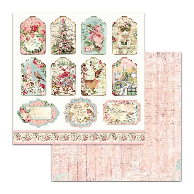 Stamperia Papierblok 30,5x30,5 cm - 10 vellen - Pink Christmas