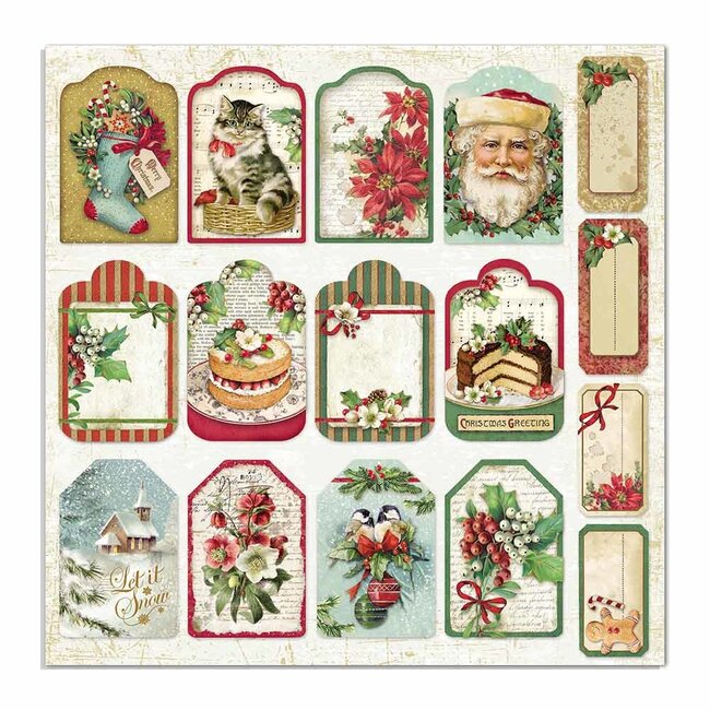Stamperia Double Face Paper Classic Christmas tag