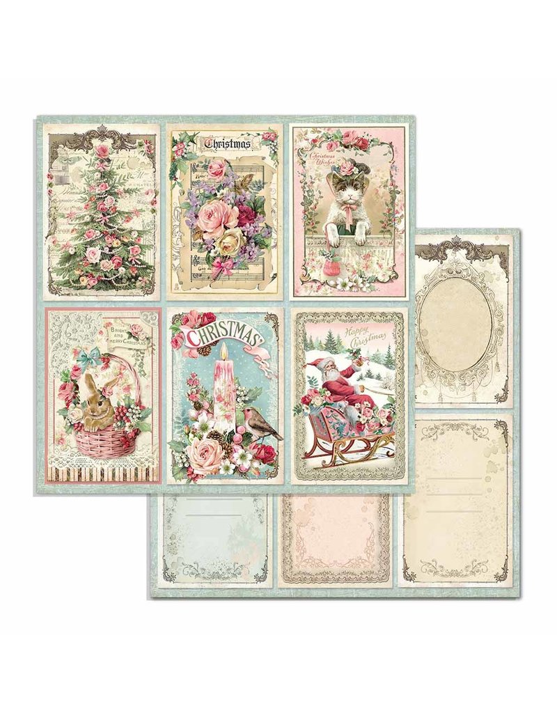 Stamperia Double Face Paper Pink Christmas cards