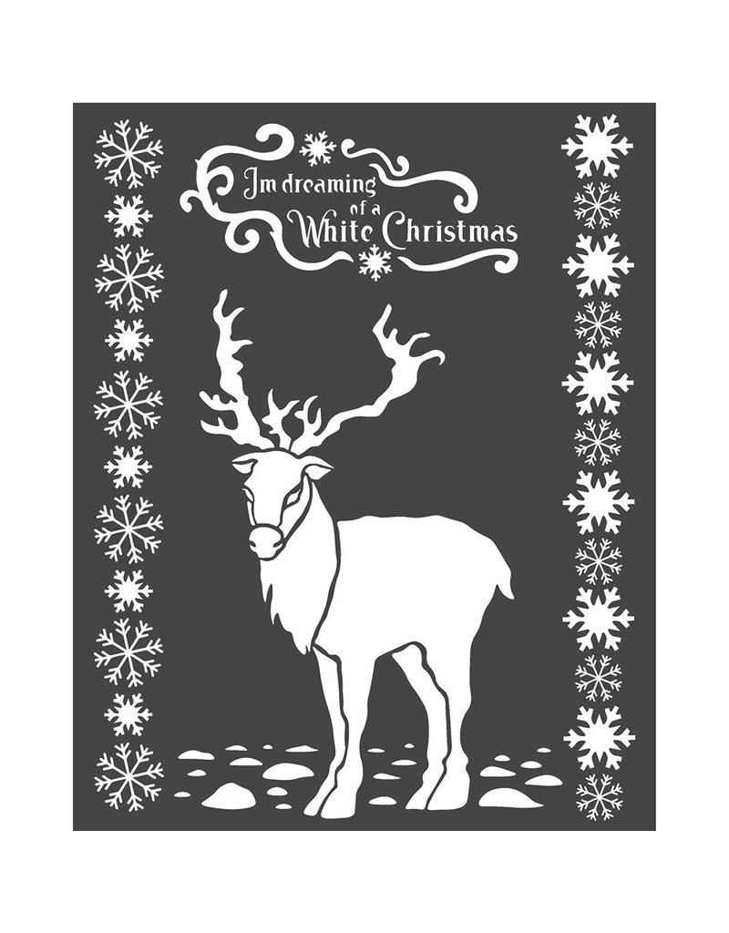 Stamperia Thick stencil cm. 20X25 White Christmas deer