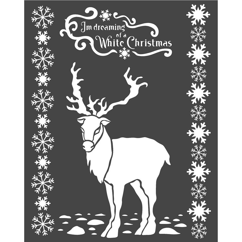 Stamperia Thick stencil cm. 20X25 White Christmas deer