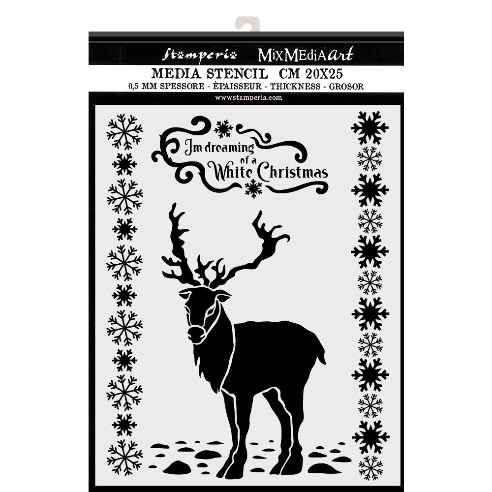 Stamperia Thick stencil cm. 20X25 White Christmas deer
