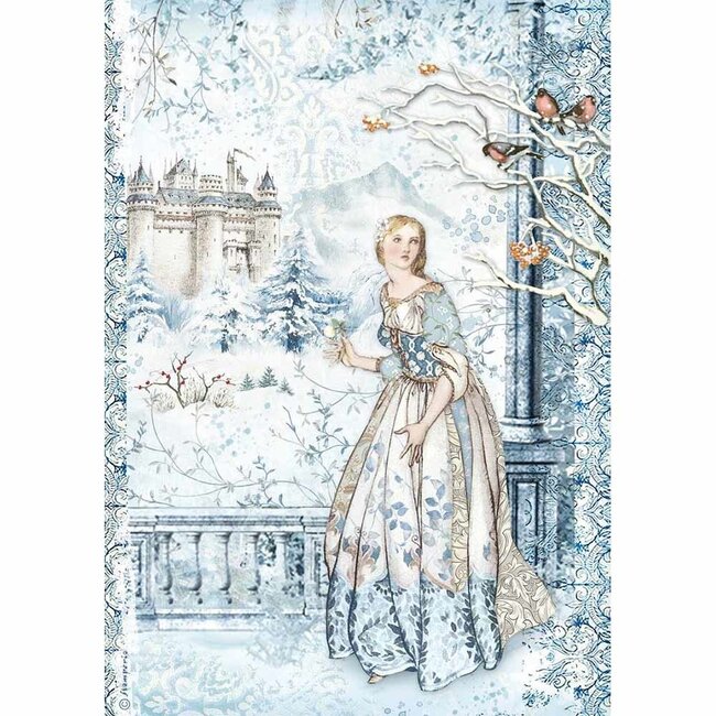 Stamperia A4 Rice paper packed Fairy in the snow