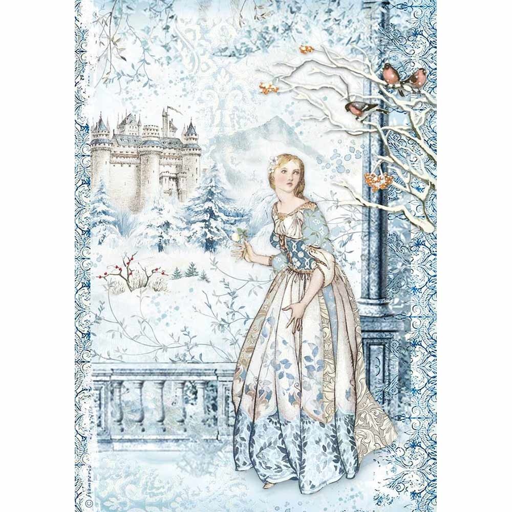Stamperia A4 Rice paper packed Fairy in the snow