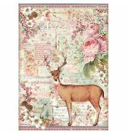 Stamperia A4 Rice paper packed Christmas deer