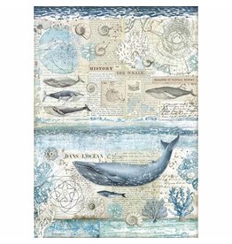 Stamperia A3 Rice paper packed History of the whale