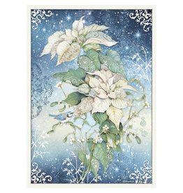 Stamperia A3 Rice paper packed Poinsettia white