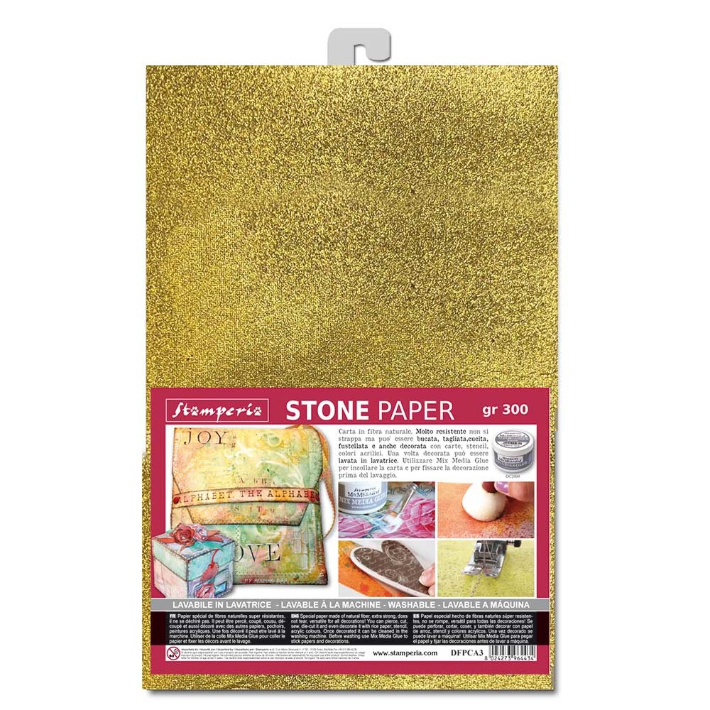 Stamperia Stone paper A4 Gold