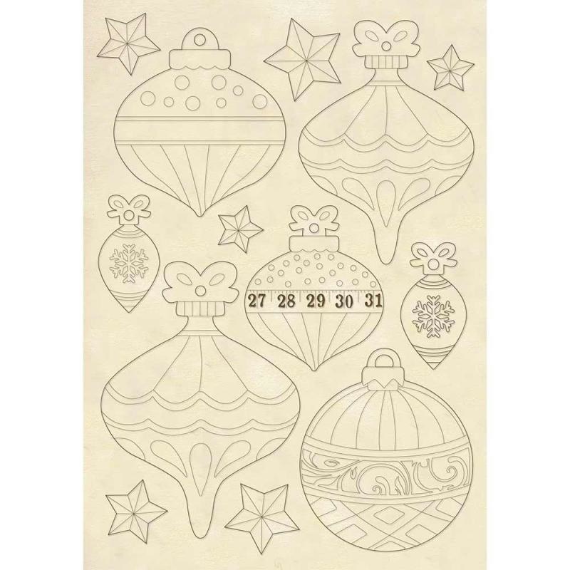 Stamperia Wooden frames A5 size - Christmas balls
