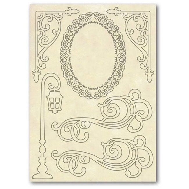 Stamperia Wooden frames A5 size - Street lamp and corners