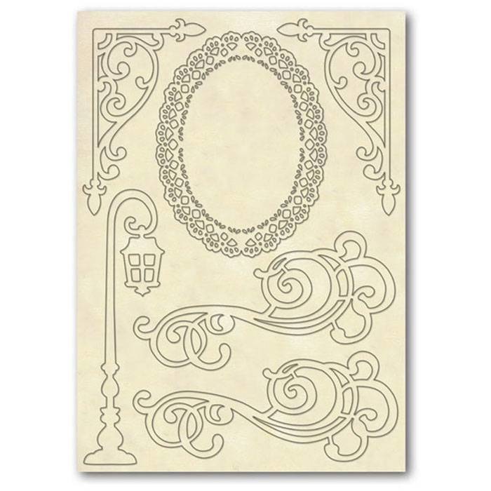 Stamperia Wooden frames A5 size - Street lamp and corners