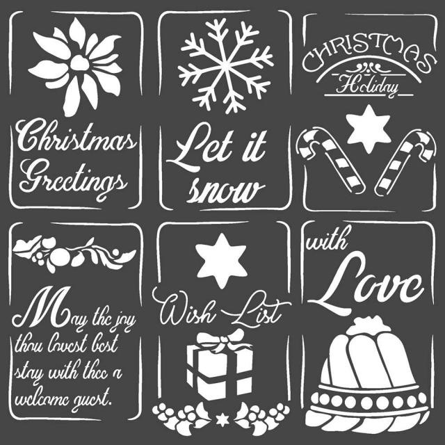 Stamperia Thick stencil cm 18x18 Christmas tags