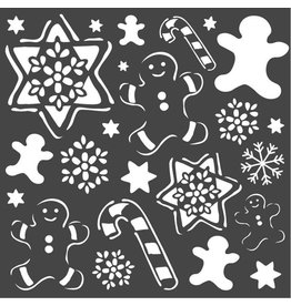 Stamperia Thick stencil cm 18x18 Gingerbread