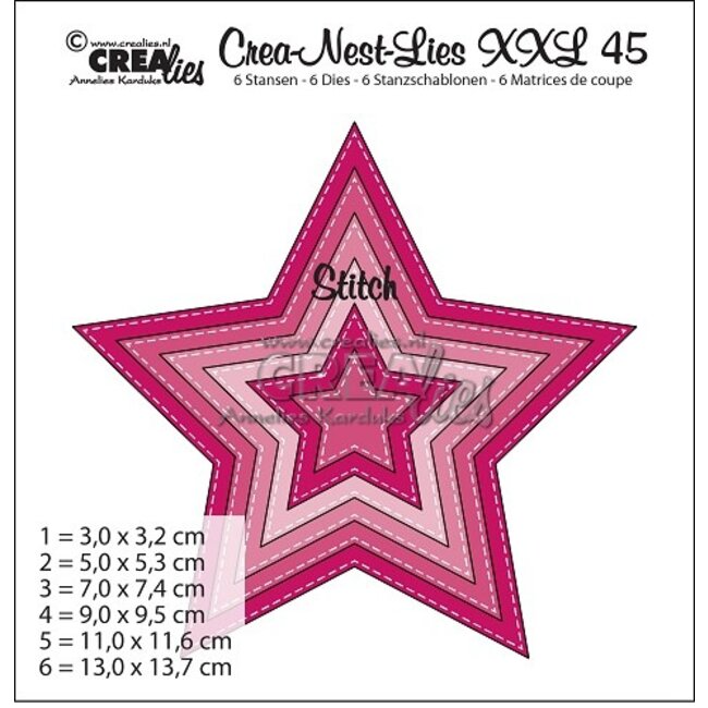 Crealies Crea-Nest-Lies XXL snijmal no,45 sterren 5punt