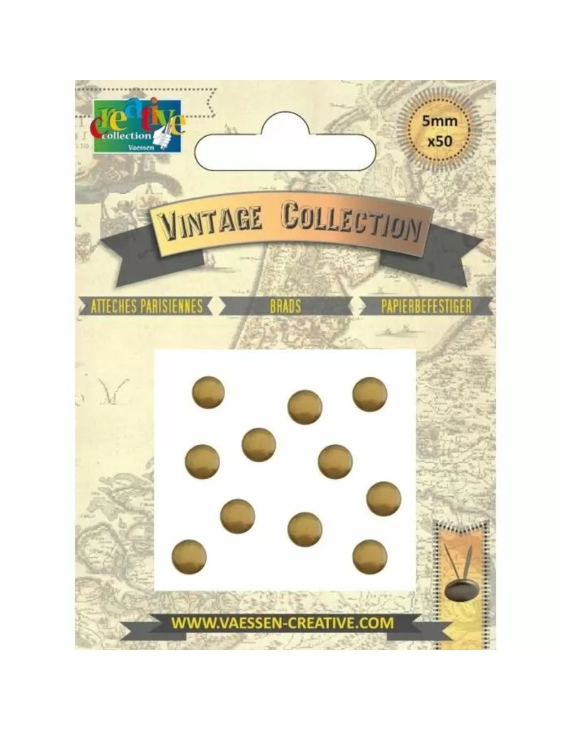 Vaessen Creative Vaessen Creative • Brads Vintage 5mm Antiek Goud 50pcs