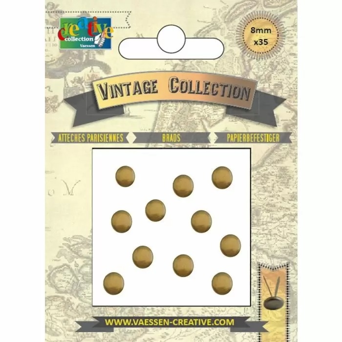 Vaessen Creative Vaessen Creative • Brads Vintage 8mm Antiek Goud 35pcs