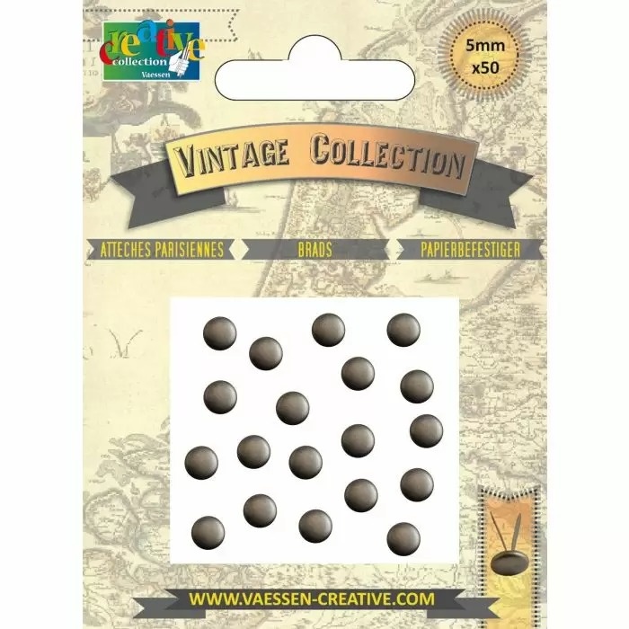 Vaessen Creative Vaessen Creative • Brads Vintage 5mm Antiek Zilver 50pcs