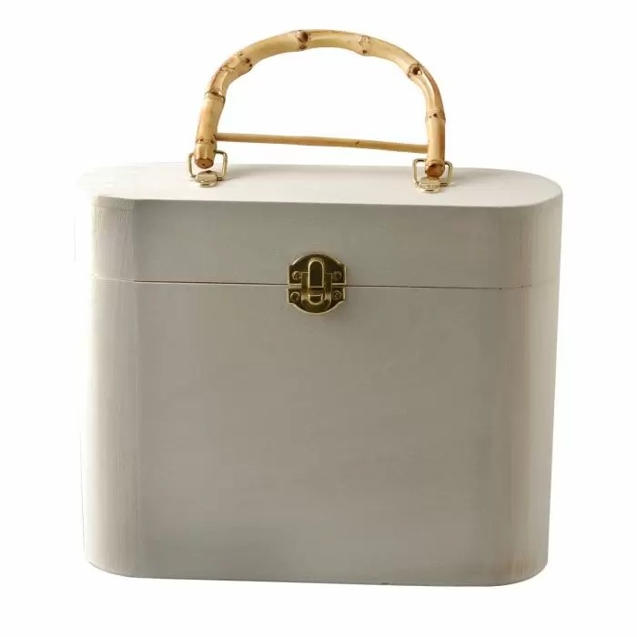 Vaessen Creative Vaessen Creative • Houten tas met rotan beugel 23x6,5x18,5cm