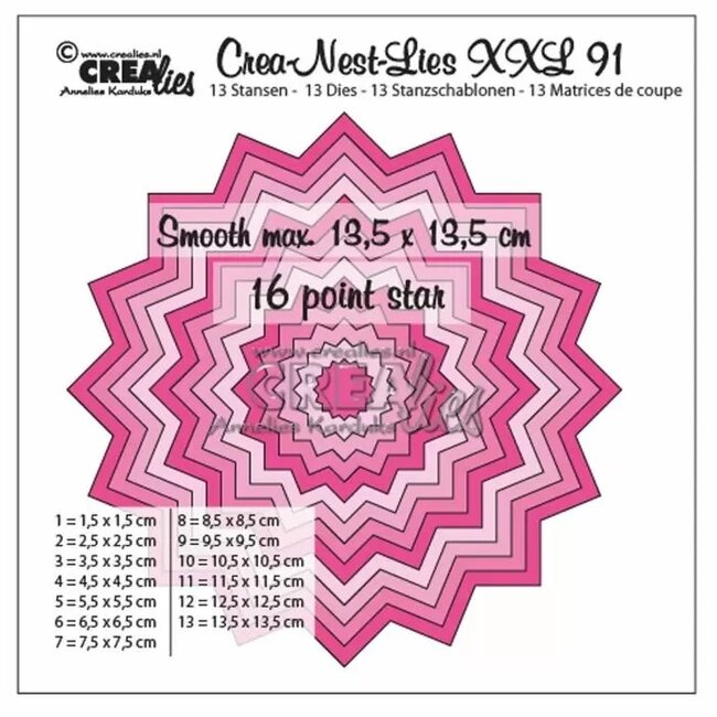 Crealies Crealies • Crea-Nest-Lies XXL gladde 16 puntige ster