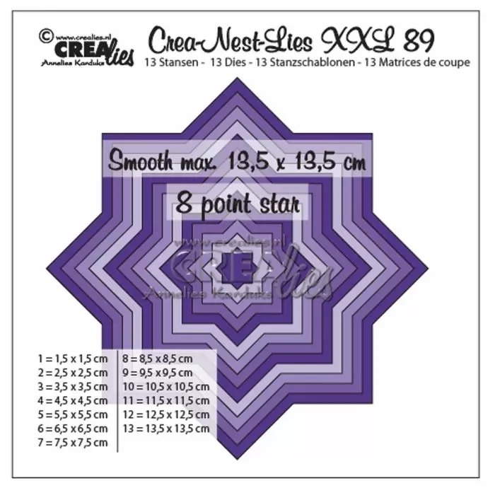 Crealies Crealies • Crea-Nest-Lies XXL gladde 8 puntige ster