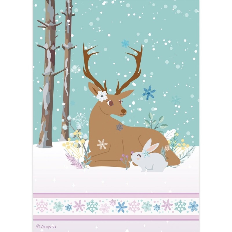 Stamperia A4 Rice paper packed Reindeer