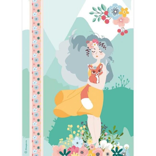 Stamperia A4 Rice paper packed Girl with fox