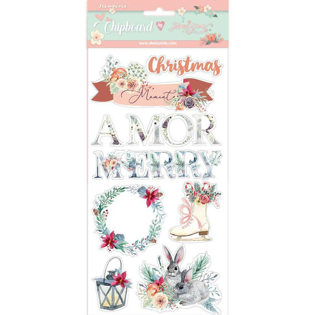 Stamperia Chipboard 15x30 cm. Amor Merry Christmas