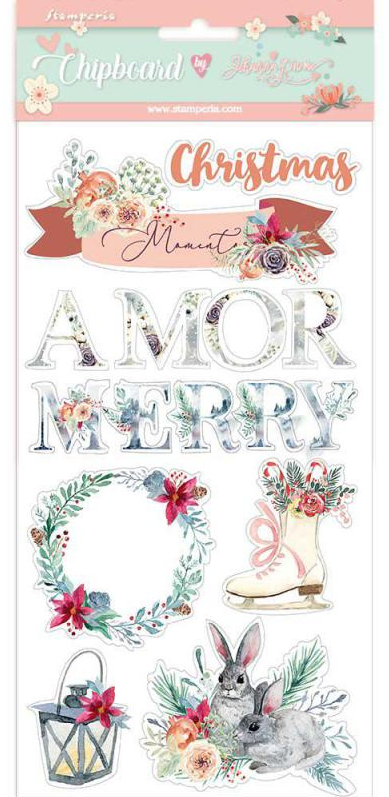 Stamperia Chipboard 15x30 cm. Amor Merry Christmas