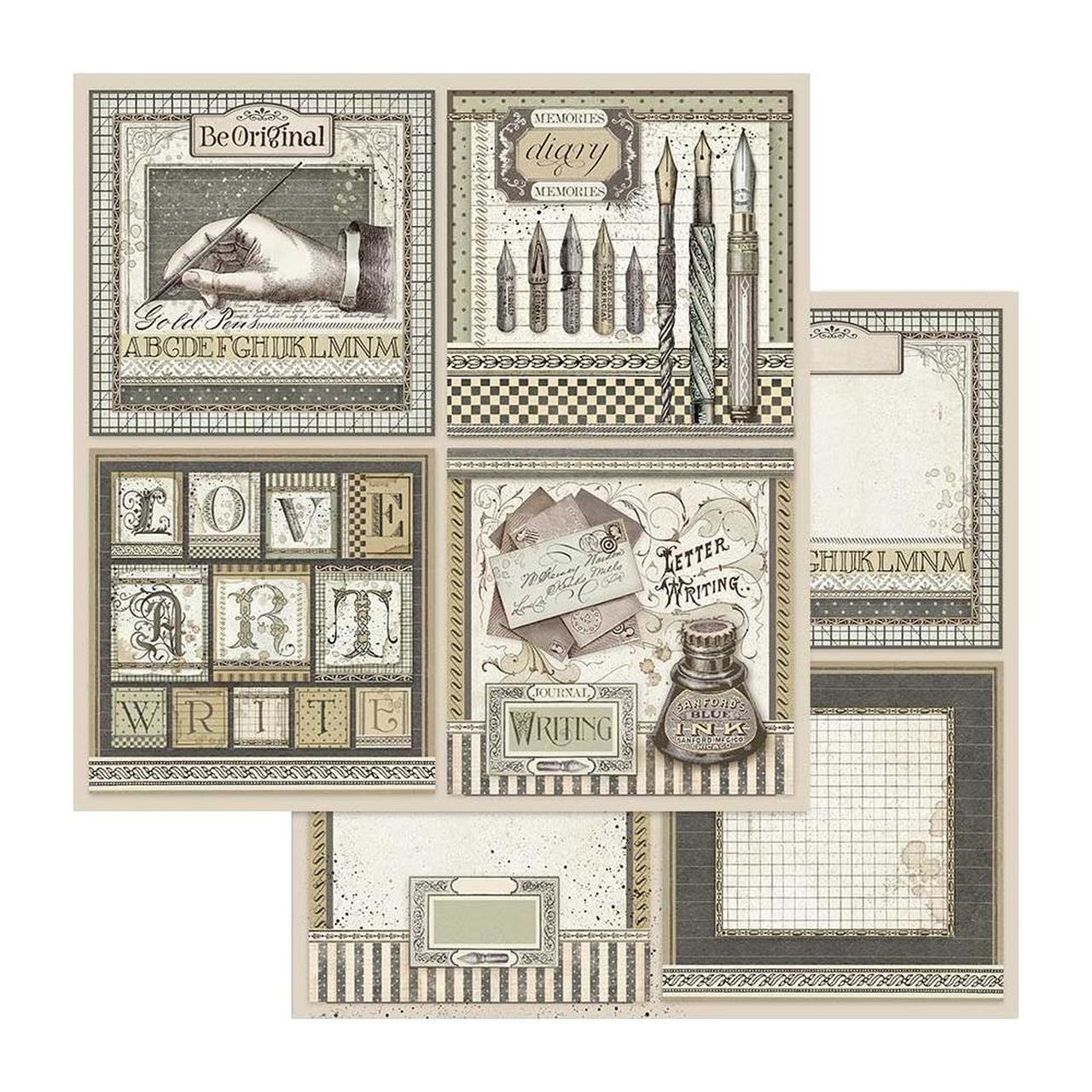 Stamperia Scrapbooking paper double face Calligraphy cards