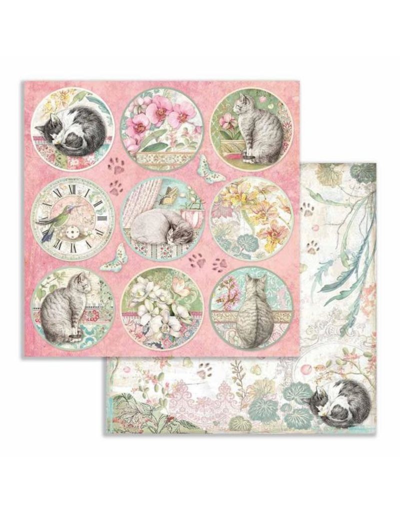 Stamperia Scrapbooking paper double face Orchid rounds