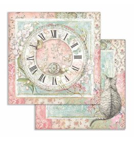 Stamperia Scrapbooking paper double face Clock and cat