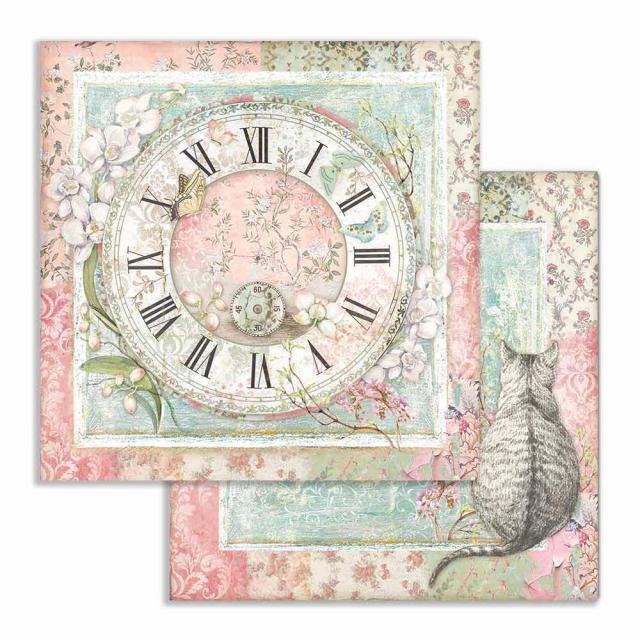 Stamperia Scrapbooking paper double face Clock and cat