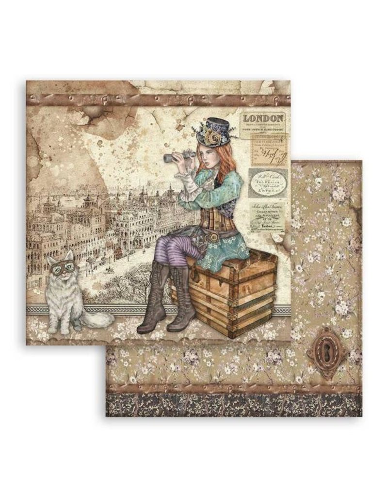 Stamperia  Scrapbooking paper double face Lady Vagabond and cat