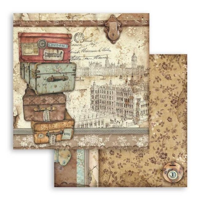 Stamperia Scrapbooking paper double face Lady Vagabond luggage