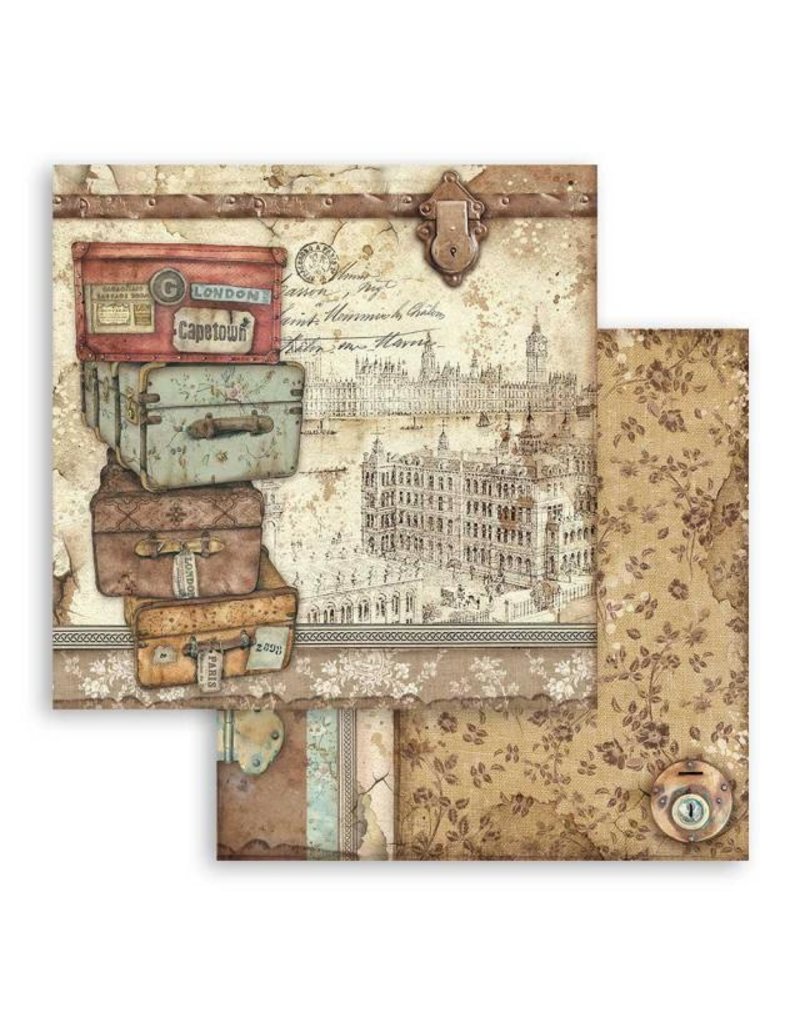 Stamperia Scrapbooking paper double face Lady Vagabond luggage