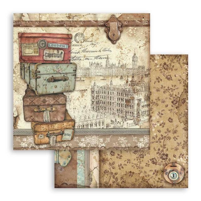 Stamperia Scrapbooking paper double face Lady Vagabond luggage