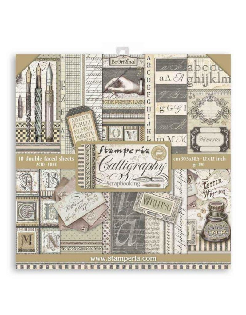 Stamperia Scrapbooking Pad 10 sheets 30,5x30,5 cm Calligraphy