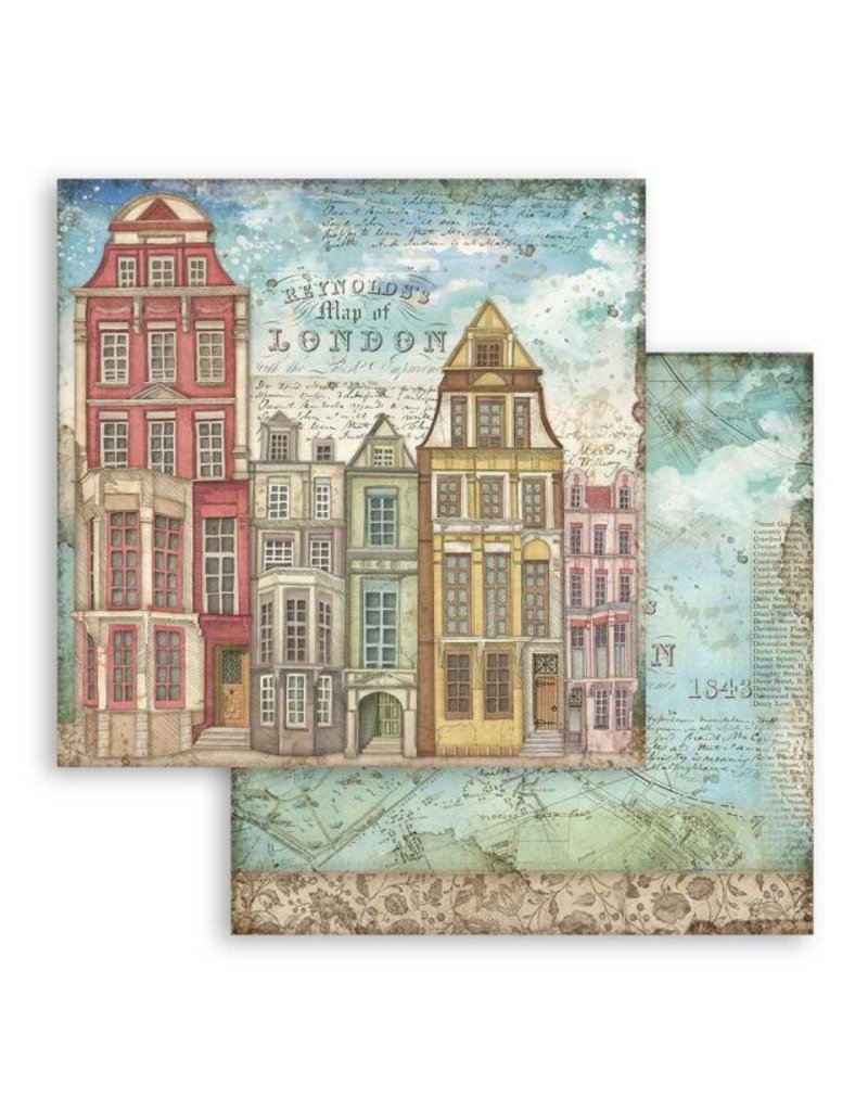 Stamperia Scrapbooking paper double face Lady Vagabond London houses