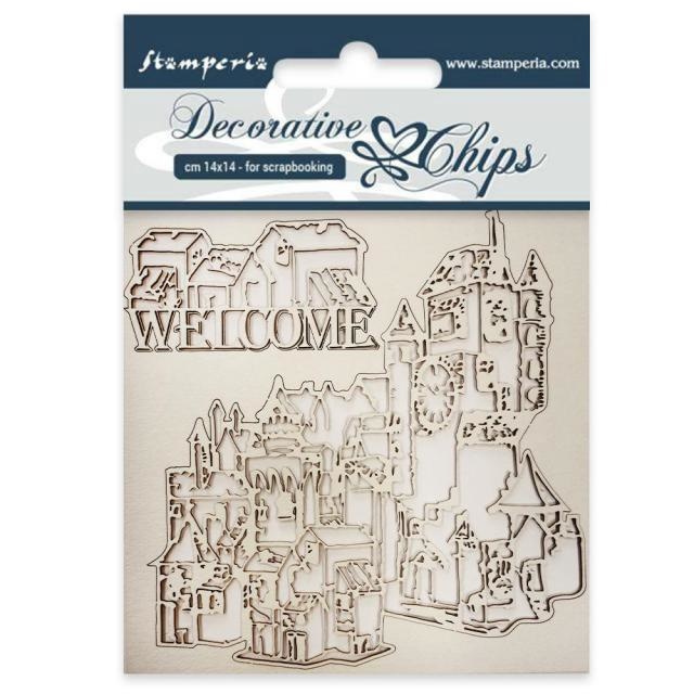 Stamperia Decorative chips cm 14x14 Welcome