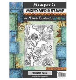 Stamperia Mixed Media Stamp cm 15x20 Sir Vagabond vintage map