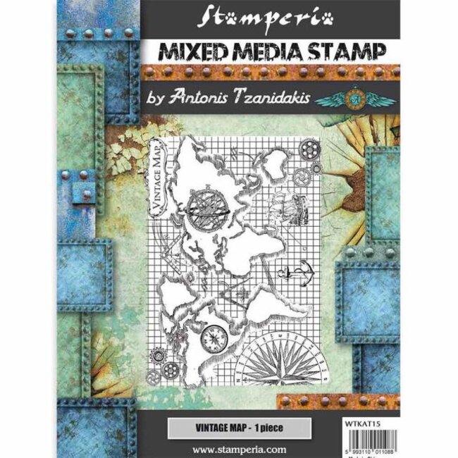 Stamperia Mixed Media Stamp cm 15x20 Sir Vagabond vintage map