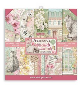 Stamperia Scrapbooking Pad 10 sheets 30,5x30,5 cm Orchids and Cats