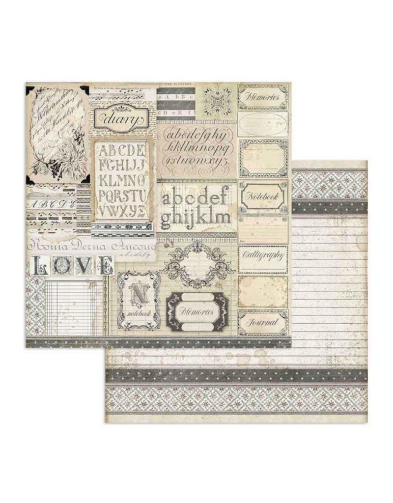 Stamperia Scrapbooking paper double face paper Patchwork of labels