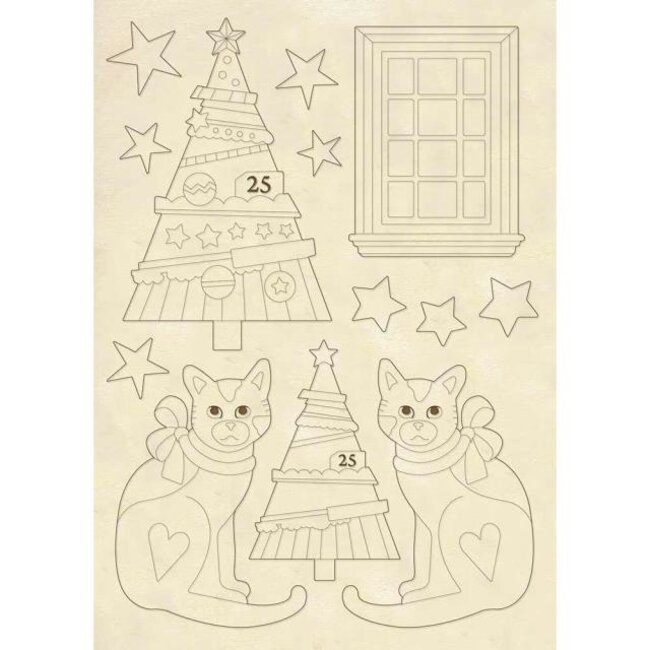 Stamperia Wooden shape A5 - Trees and cats