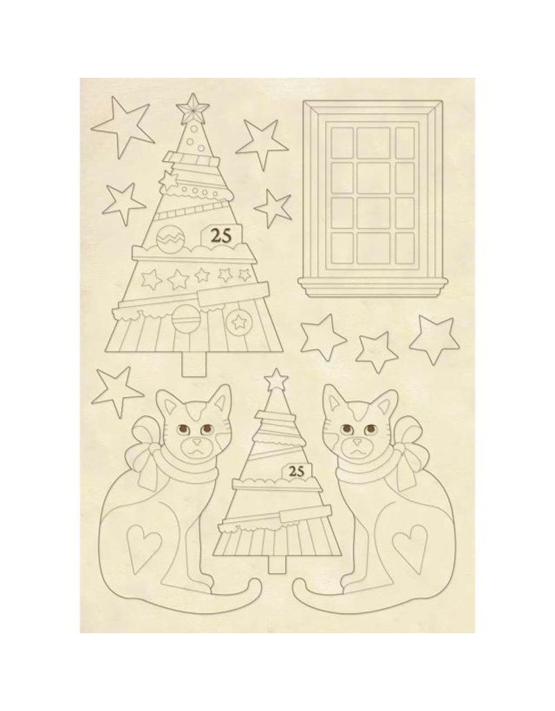 Stamperia Wooden shape A5 - Trees and cats