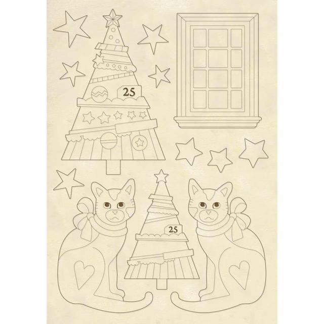 Stamperia Wooden shape A5 - Trees and cats