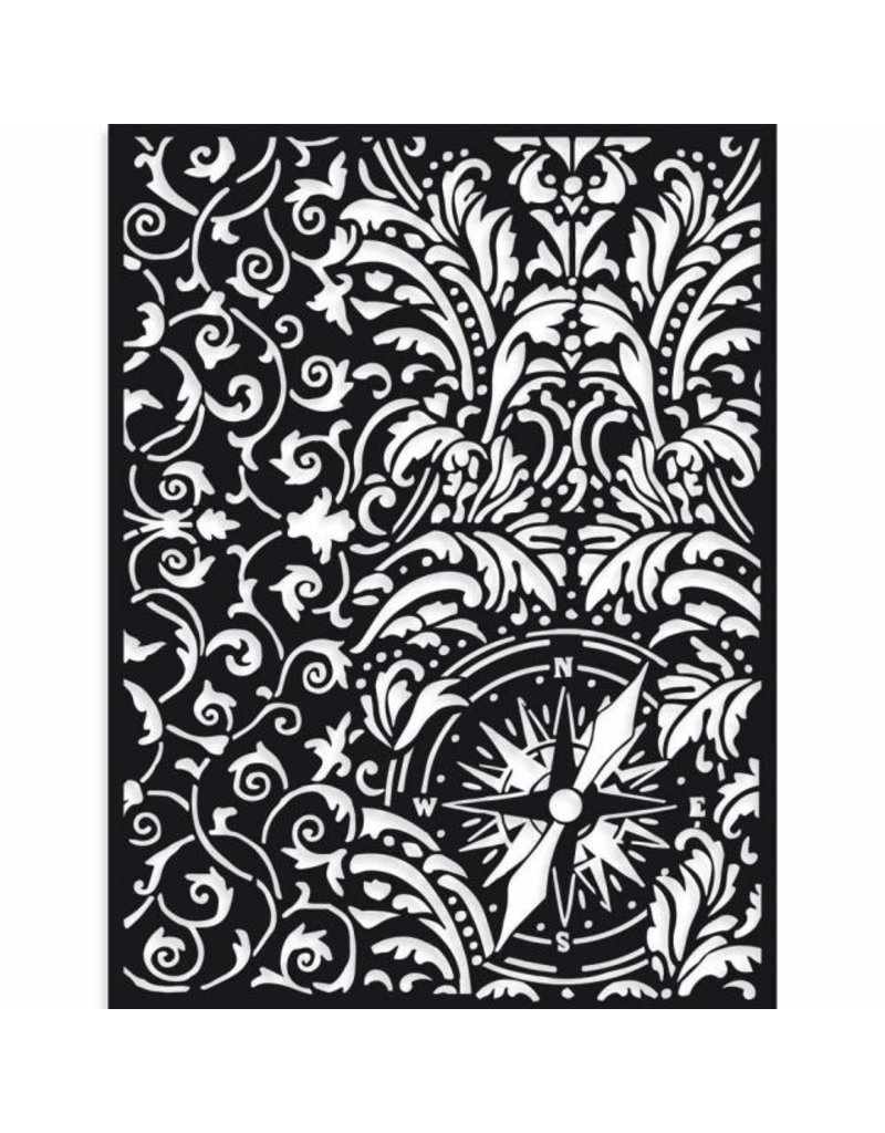 Stamperia Thick Stencil cm 15X20 Sir Vagabond wallpaper and compass