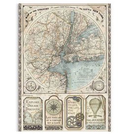 Stamperia A4 Rice paper packed Sir Vagabond map of New York