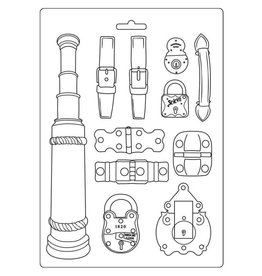 Stamperia Soft Mould A4 - Lady Vagabond belts and fasteners