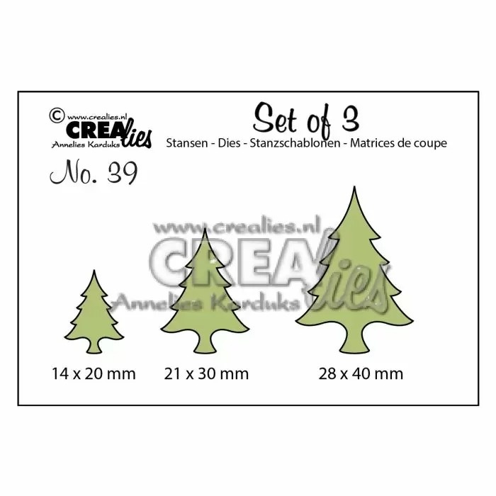 Crealies Crealies • Set van 3 snijmallen no.39 Kerstbomen dun